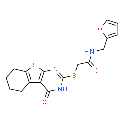 N-(furan-2-ylmethyl)-2-((4-oxo-3,4,5,6,7,8-hexahydrobenzo[4,5]thieno[2,3-d]pyrimidin-2-yl)thio)acetamide Structure