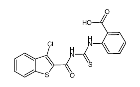 2-[[[[(3-CHLOROBENZO[B]THIEN-2-YL)CARBONYL]AMINO]THIOXOMETHYL]AMINO]-BENZOIC ACID structure