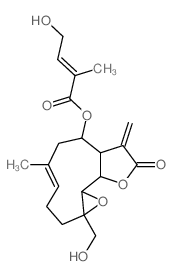 2-Butenoic acid,4-hydroxy-2-methyl-,(1aS,- 4E,7R,7aR,10aS,10bR)-1a,2,3,6,7,7a,8,9,10a,- 10b-decahydro-1a-(hydroxymethyl)-5- methyl-8-methylene-9-oxooxireno[9,10]cyclodeca[ 1,2-b]furan-7-yl ester,(2E)-结构式