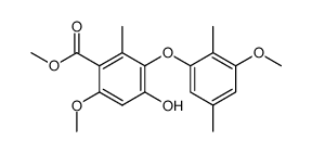 4-Hydroxy-6-methoxy-3-(3-methoxy-2,5-dimethyl-phenoxy)-2-methyl-benzoic acid methyl ester结构式