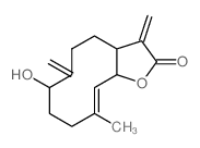 Cyclodeca[b]furan-2(3H)-one,3a,4,5,6,7,8,9,11a-octahydro-7-hydroxy-10-methyl-3,6-bis(methylene)-,(3aS,7R,10E,11aR)-结构式