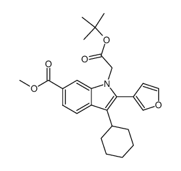 methyl 1-tert-butoxycarbonylmethyl-3-cyclohexyl-2-furan-3-yl-1H-indole-6-carboxylate结构式