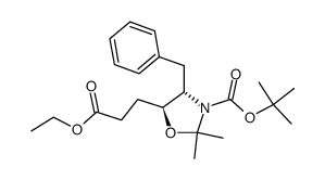 tert-butyl (4S,5S)-4-benzyl-5-(3-ethoxy-3-oxopropyl)-2,2-dimethyloxazolidine-3-carboxylate结构式