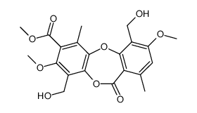 methyl 4-formyl-8-hydroxy-9-hydroxymethyl-3-methoxy-1,6-dimethyl-11-oxo-11H-dibenzo[b,e][1,4]dioxepin-7-carboxylate结构式