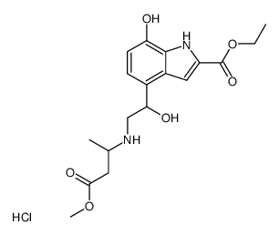methyl 3-<2-hydroxy-2-(2-ethoxycarbonyl-7-hydroxyindole-4-yl)-ethylamino>-butyrate, hydrochloride结构式