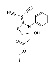 ethyl 2-dicyanomethylene-4-hydroxy-3-phenylthiazolidine-4-acetate结构式