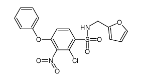 2-chloro-N-(furan-2-ylmethyl)-3-nitro-4-phenoxybenzenesulfonamide结构式