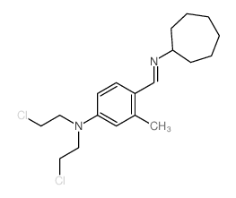 N,N-bis(2-chloroethyl)-4-(cycloheptyliminomethyl)-3-methyl-aniline结构式