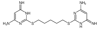 2-[5-(4,6-diaminopyrimidin-2-yl)sulfanylpentylsulfanyl]pyrimidine-4,6-diamine Structure