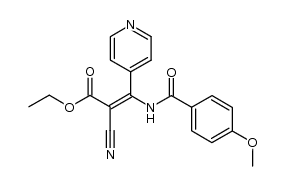 (E)-ethyl 2-cyano-3-(4-pyridyl)-3-(4-methoxybenzoylamino)acrylate结构式