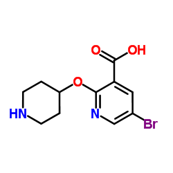 5-Bromo-2-(4-piperidinyloxy)nicotinic acid结构式