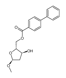 Methyl 2-Deoxy-3-O-(methylsulfonyl)-5-O-(4-phenylbenzoyl)-α-D-erythro-pentofuranoside结构式