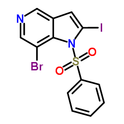 7-Bromo-2-iodo-1-(phenylsulfonyl)-1H-pyrrolo[3,2-c]pyridine结构式