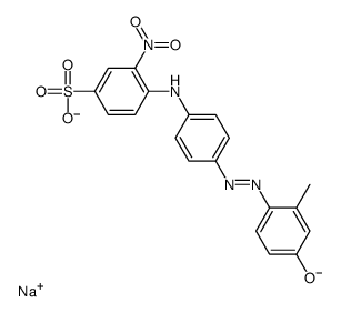 Benzenesulfonic acid, 4-[[4-[(4-hydroxy-2-methylphenyl) azo]phenyl]amino]-3-nitro, disodium salt picture