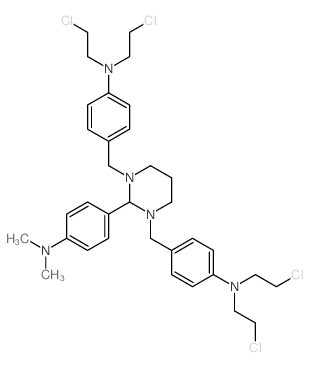Benzenamine,4,4'-[[2-[4-(dimethylamino)phenyl]dihydro-1,3(2H,4H)-pyrimidinediyl]bis(methylene)]bis[N,N-bis(2-chloroethyl)-(9CI) Structure