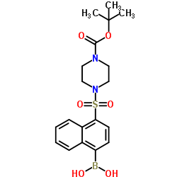 (4-((4-(tert-butoxycarbonyl)piperazin-1-yl)sulfonyl)naphthalen-1-yl)boronic acid结构式