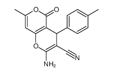 4H,5H-PYRANO[4,3-B]PYRAN-3-CARBONITRILE, 2-AMINO-7-METHYL-4-(4-METHYLPHENYL)-5-OXO-结构式