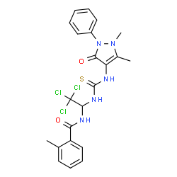 2-methyl-N-[2,2,2-trichloro-1-({[(1,5-dimethyl-3-oxo-2-phenyl-2,3-dihydro-1H-pyrazol-4-yl)amino]carbothioyl}amino)ethyl]benzamide结构式