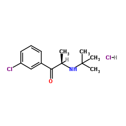 (2R)-1-(3-Chlorophenyl)-2-[(2-methyl-2-propanyl)amino]-1-propanone hydrochloride (1:1) structure