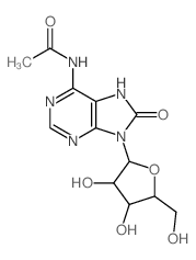 N-[9-[3,4-dihydroxy-5-(hydroxymethyl)oxolan-2-yl]-8-oxo-7H-purin-6-yl]acetamide结构式