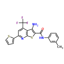 3-Amino-N-(3-methylphenyl)-6-(2-thienyl)-4-(trifluoromethyl)thieno[2,3-b]pyridine-2-carboxamide结构式