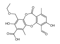 9-ethoxymethyl-4-formyl-3,8-dihydroxy-1,6-dimethyl-11-oxodibenzo[b,e][1,4]dioxepin-7-carboxylic acid structure