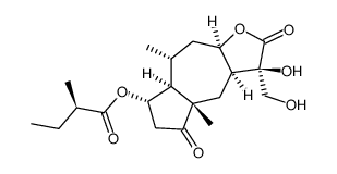 (R)-2-Methylbutanoic acid (3R,3aα,7aα,9aα)-dodecahydro-3-hydroxy-3-hydroxymethyl-4aβ,8α-dimethyl-2,5-dioxoazuleno[6,5-b]furan-7α-yl ester structure