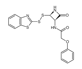 (3R,4R)-4-(benzothiazol-2-yl)dithio-3-phenoxyacetamido-2-oxoazetidine结构式