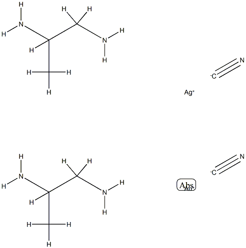 bis(propane-1,2-diyldiamine-N,N')silver(1+) bis(cyano-C)aurate(1-) structure