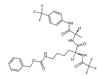 benzyl ((S)-6-oxo-6-(((S)-1-oxo-1-((4-(trifluoromethyl)phenyl)amino)propan-2-yl)amino)-5-(2,2,2-trifluoroacetamido)hexyl)carbamate结构式