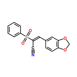 (2E)-3-(1,3-Benzodioxol-5-yl)-2-(phenylsulfonyl)acrylonitrile结构式