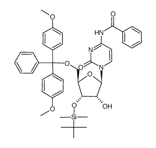N-苯甲酰基-5'-O-[二(4-甲氧基苯基)苯基甲基]-3'-O-[(叔丁基)二甲基硅烷基]胞苷结构式