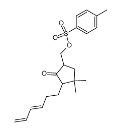 Toluene-4-sulfonic acid 3-((E)-hexa-3,5-dienyl)-4,4-dimethyl-2-oxo-cyclopentylmethyl ester Structure