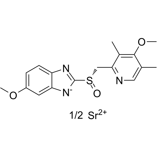 strontium,5-methoxy-2-[(S)-(4-methoxy-3,5-dimethylpyridin-2-yl)methylsulfinyl]benzimidazol-1-ide结构式
