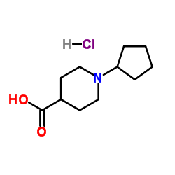 1-Cyclopentyl-4-piperidinecarboxylic acid hydrochloride (1:1) Structure