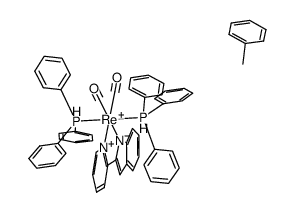 diacarbonyl[2-(2'-pyridyl)indolido-N,N']bis(triphenylphosphane)rhenium(I)-toluene (1/1) Structure