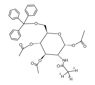 2-Trideuterioacetamino-1,3,4-tri-O-acetyl-2-desoxy-6-O-trityl-α-D-glucopyranose结构式