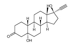 5,17-dihydroxy-5,17,19-norpregn-20-yn-3-one structure