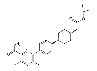 tert-butyl {trans-4-[4-(6-carbamoyl-3,5-dimethylpyrazin-2-yl)phenyl]cyclohexyl}acetate Structure