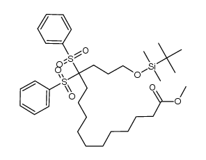 methyl 15-((tert-butyldimethylsilyl)oxy)-12,12-bis(phenylsulfonyl)pentadecanoate结构式