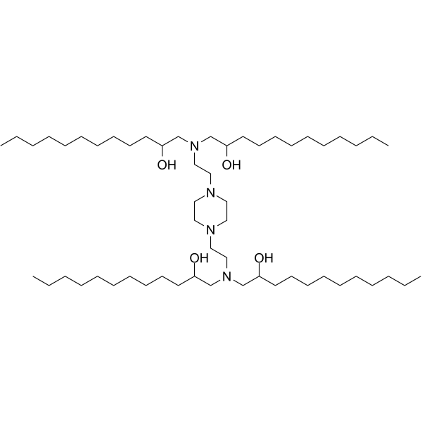 1,1′,1′′,1′′′-[1,4-Piperazinediylbis(2,1-ethanediylnitrilo)]tetrakis[2-dodecanol]结构式