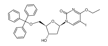 2'-deoxy-O4-ethyl-5-iodo-5'-O-trityluridine结构式