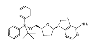 9-(5-O-(tert-butyldiphenylsilyl)-2,3-dideoxy-β-D-glycero-pentofuranosyl)adenine结构式