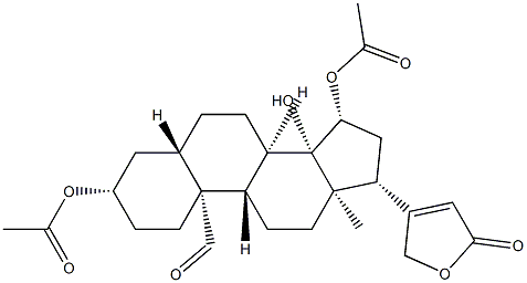 3β,15β-Bis(acetyloxy)-14-hydroxy-19-oxo-5α-card-20(22)-enolide结构式