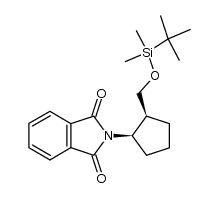 2-((1R,2S)-2-(((tert-butyldimethylsilyl)oxy)methyl)cyclopentyl)isoindoline-1,3-dione结构式