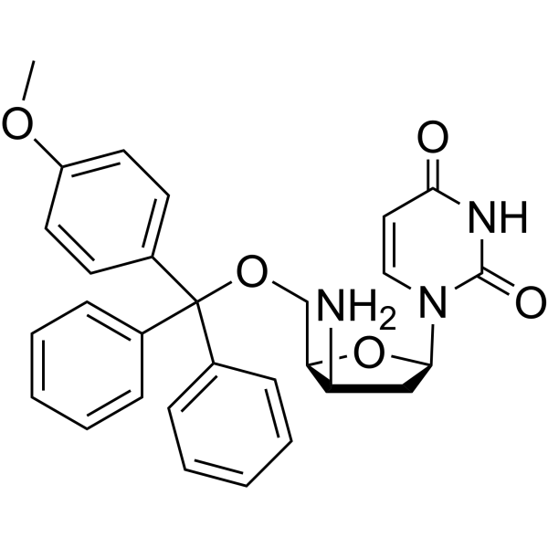 3’-β-Amino-2’,3’-dideoxy-5’-O-methoxy trityluridine结构式
