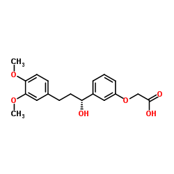 (R)-2-(3-(3-(3,4-dimethoxyphenyl)-1-hydroxypropyl)phenoxy)acetic acid structure