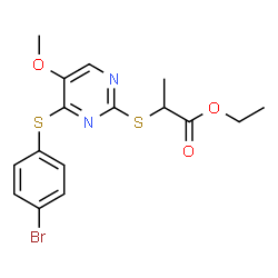 ETHYL 2-((4-[(4-BROMOPHENYL)SULFANYL]-5-METHOXY-2-PYRIMIDINYL)SULFANYL)PROPANOATE结构式