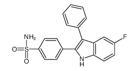 4-(5-fluoro-3-phenyl-1H-indol-2-yl)benzenesulfonamide结构式