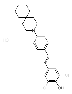 Phenol,4-[[[4-(3-azaspiro[5.5]undec-3-yl)phenyl]methylene]amino]-2,6-dichloro-,hydrochloride (1:2) picture